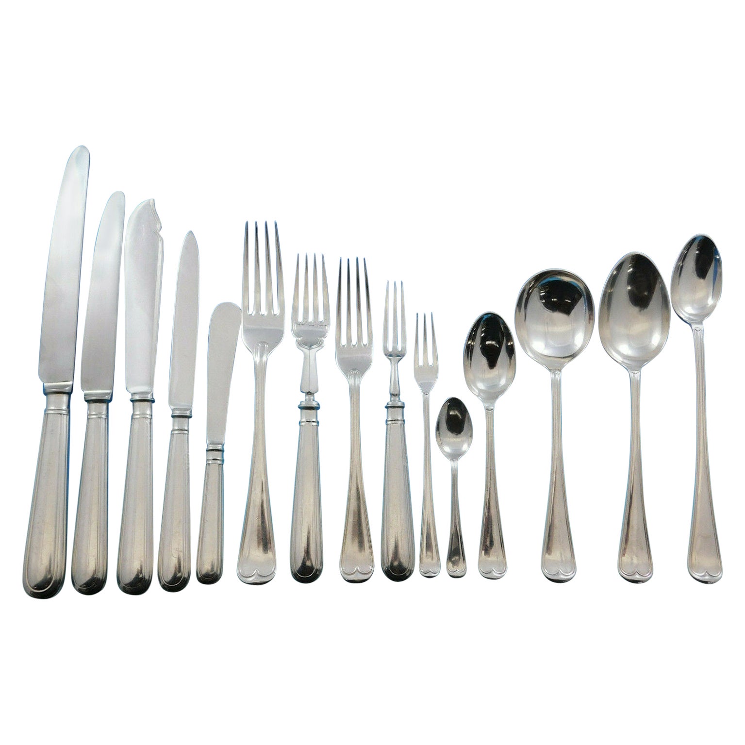 Thread Edge by James Robinson Sterling Silver Flatware Dinner Service 191 Pieces For Sale