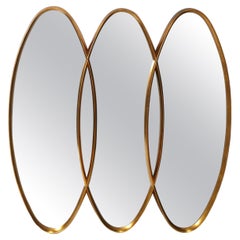 Vintage Sculptural Triple Oval Gilt Mirror 