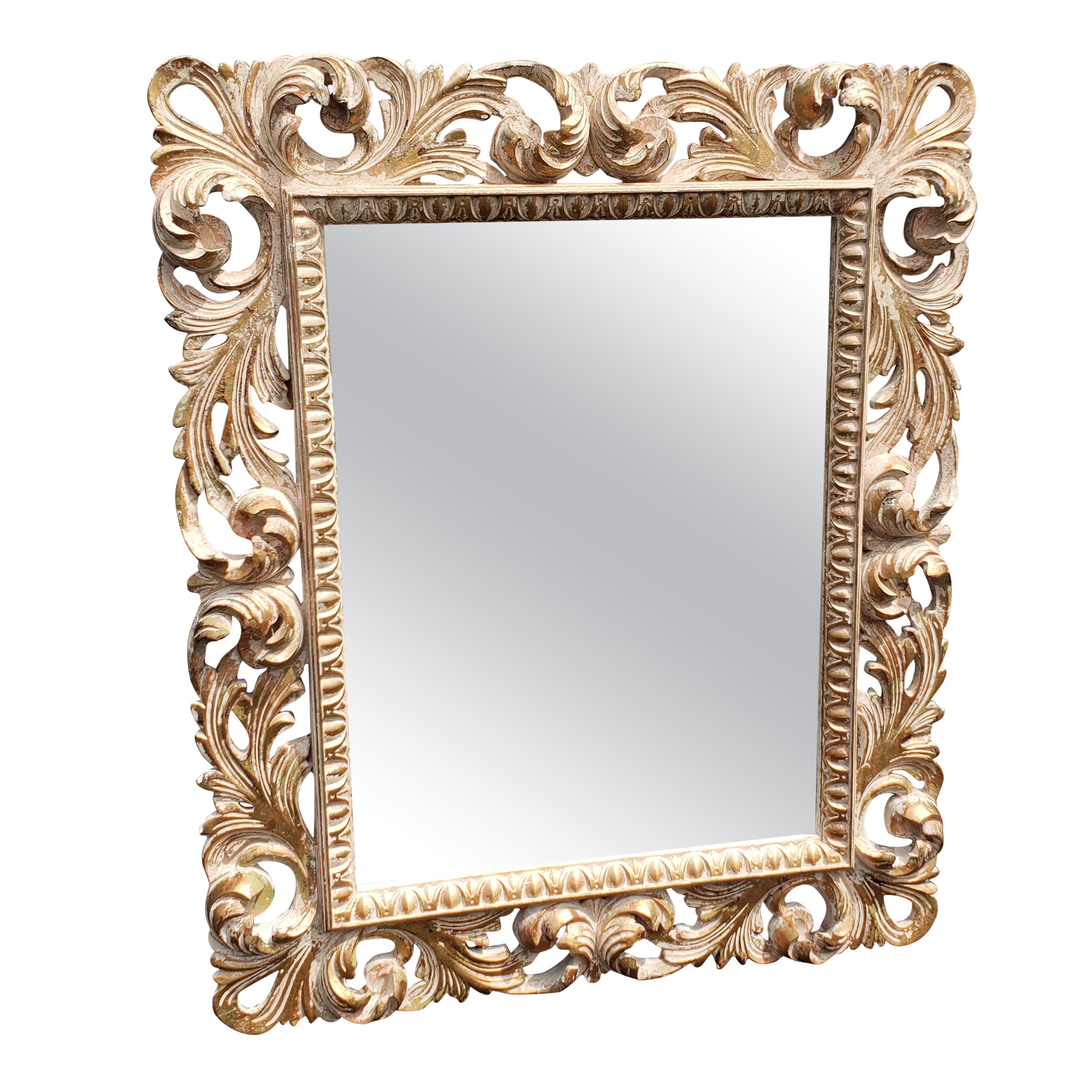 Vintage Italian Florentine Carved Frame Mirror, Circa 1980s For Sale