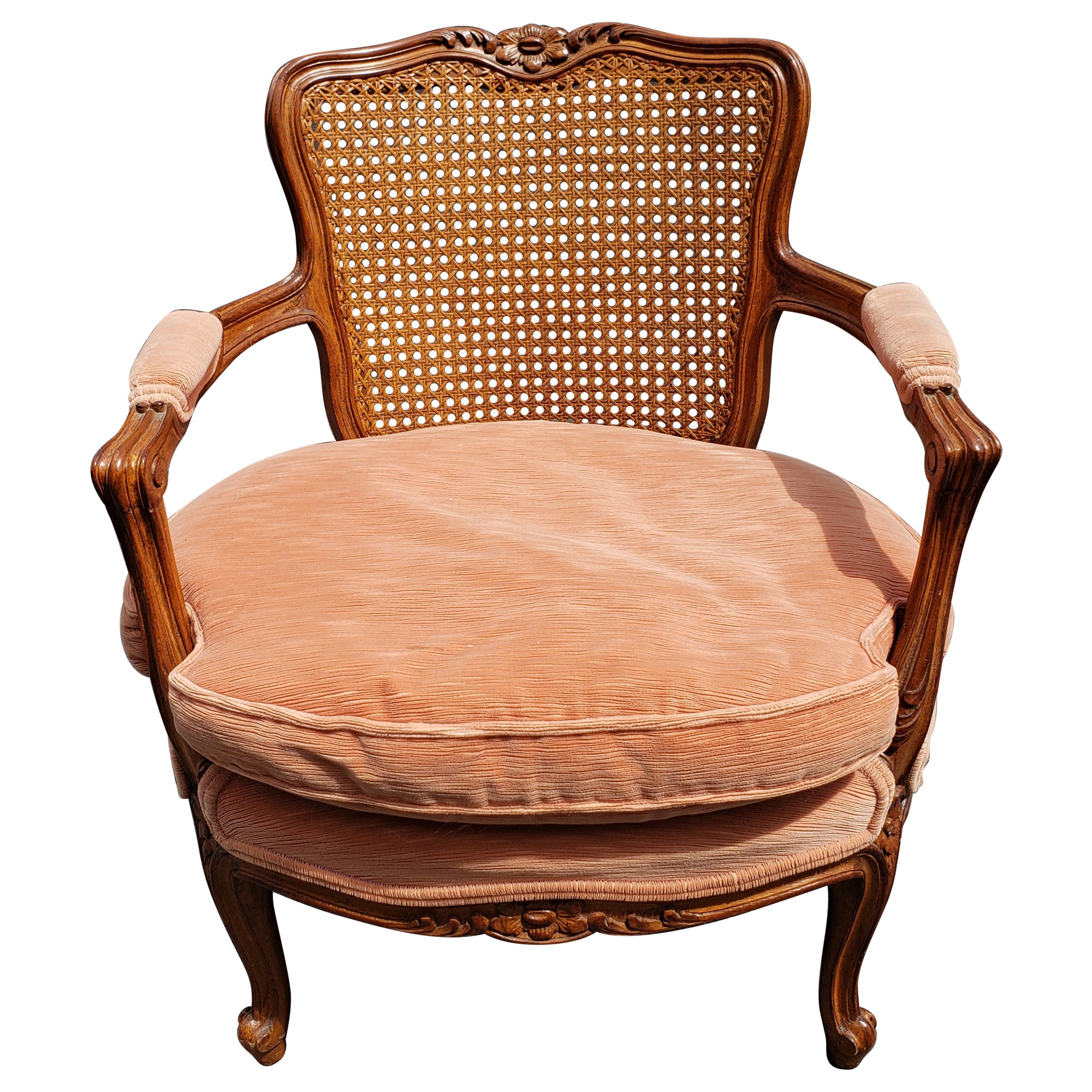 Danby Furniture French Louis XV Bergère Chair with Cane Back, Circa 1970s