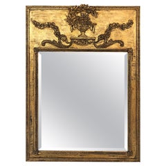 Retro Gilt-Wood Mantel Fireplace Bevelled Mirror, French Style