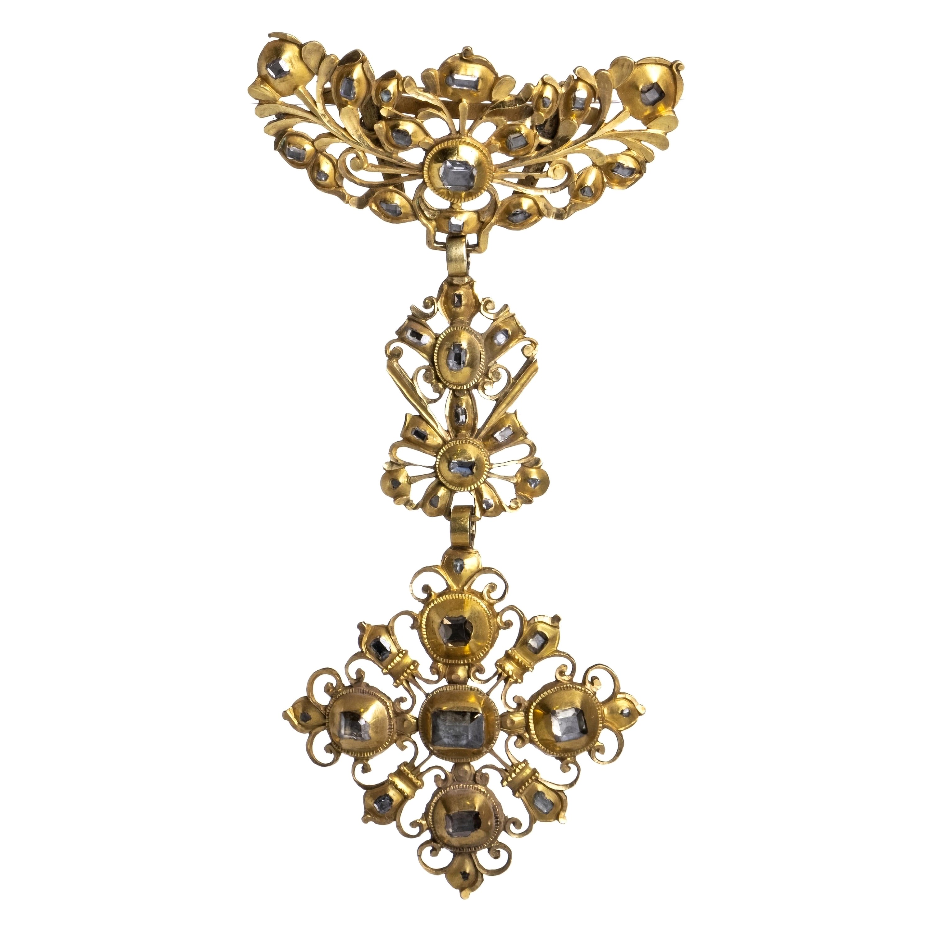 Body Trim in Gold with Diamonds 18th Century in 19.2 Kt Gold For Sale