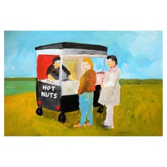 'Fresh Hot Nuts' Painting by Alan Fears Acrylic on Paper British Life