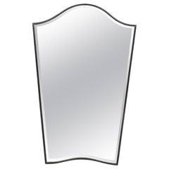 Mid-Century Wall Shield Mirror with Brass Gio Ponti Style, Italy 1950s
