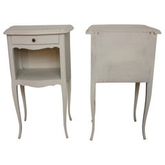 French Pair of White Night Tables Louis XV Style, France, circa 1950