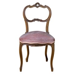 Chair Louis XV Style in Wood and pink velvet 