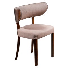Danish Mahogany and Wool Side Chair with Curved Backrest, 1930s