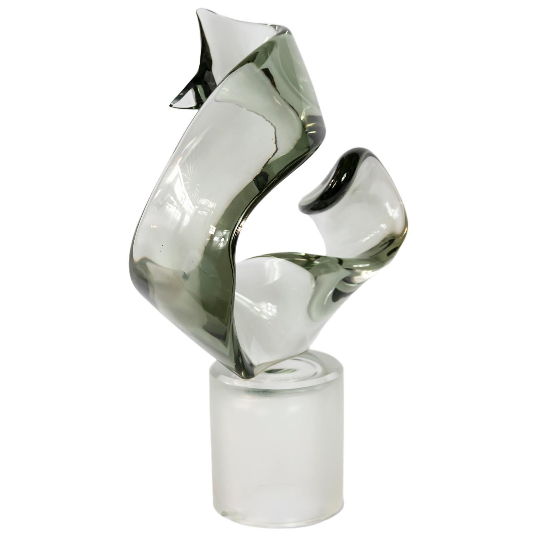 Italian Handmade Murano Glass Abstract Design Sculpture by L. De Roi