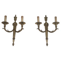 Important Louis the 16th Style Pair of Bronze Wall Sconces