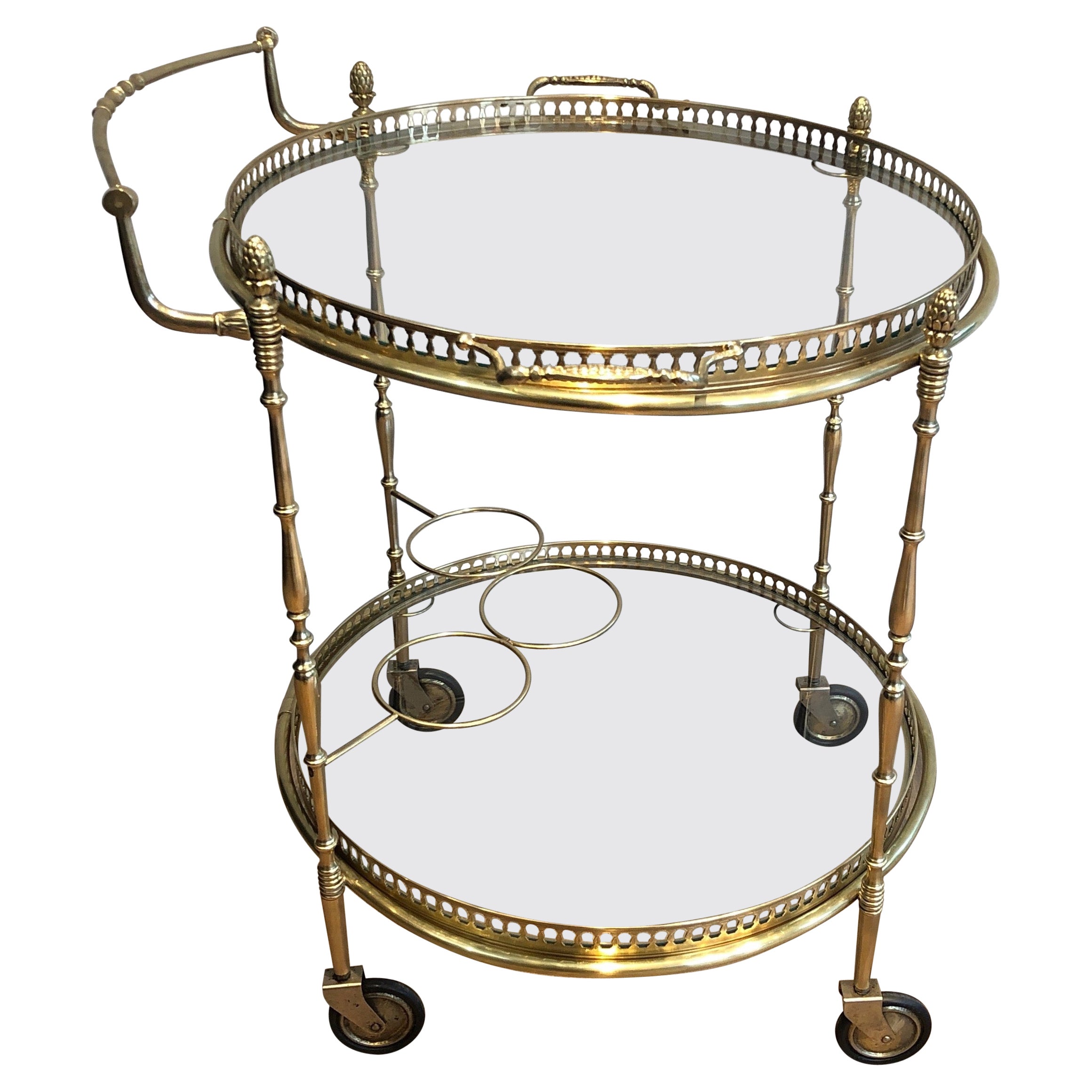 Neoclassical Round Brass Drinks Trolley by Maison Bagués