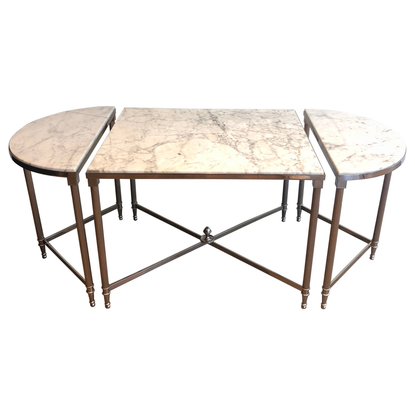 Carrara Marble Coffee Tabel With Metal Base For Sale at 1stDibs