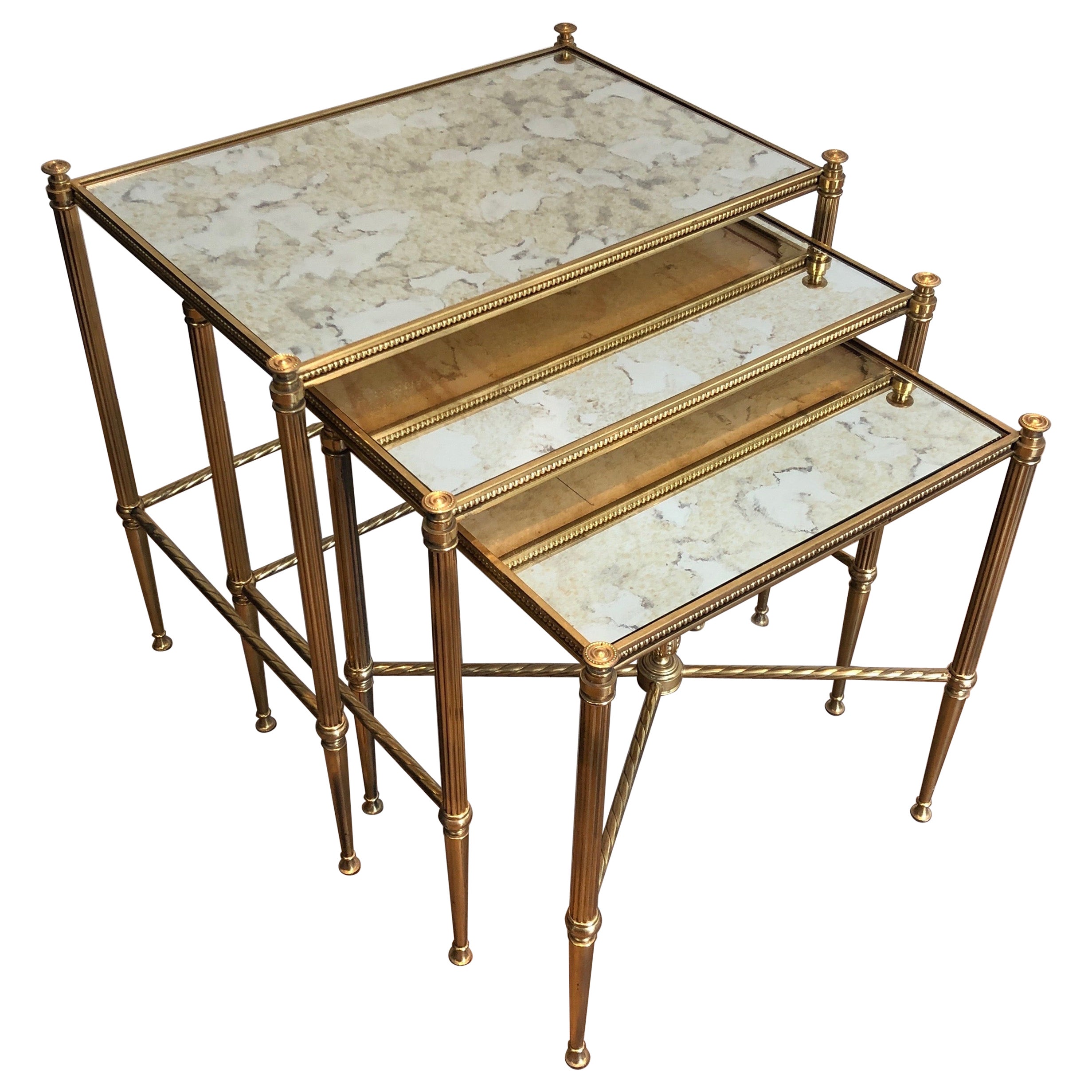French Brass Nesting Tables By Maison Bagues at 1stDibs