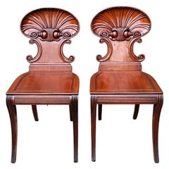 Pair of 18C Irish Regency Hall Chairs