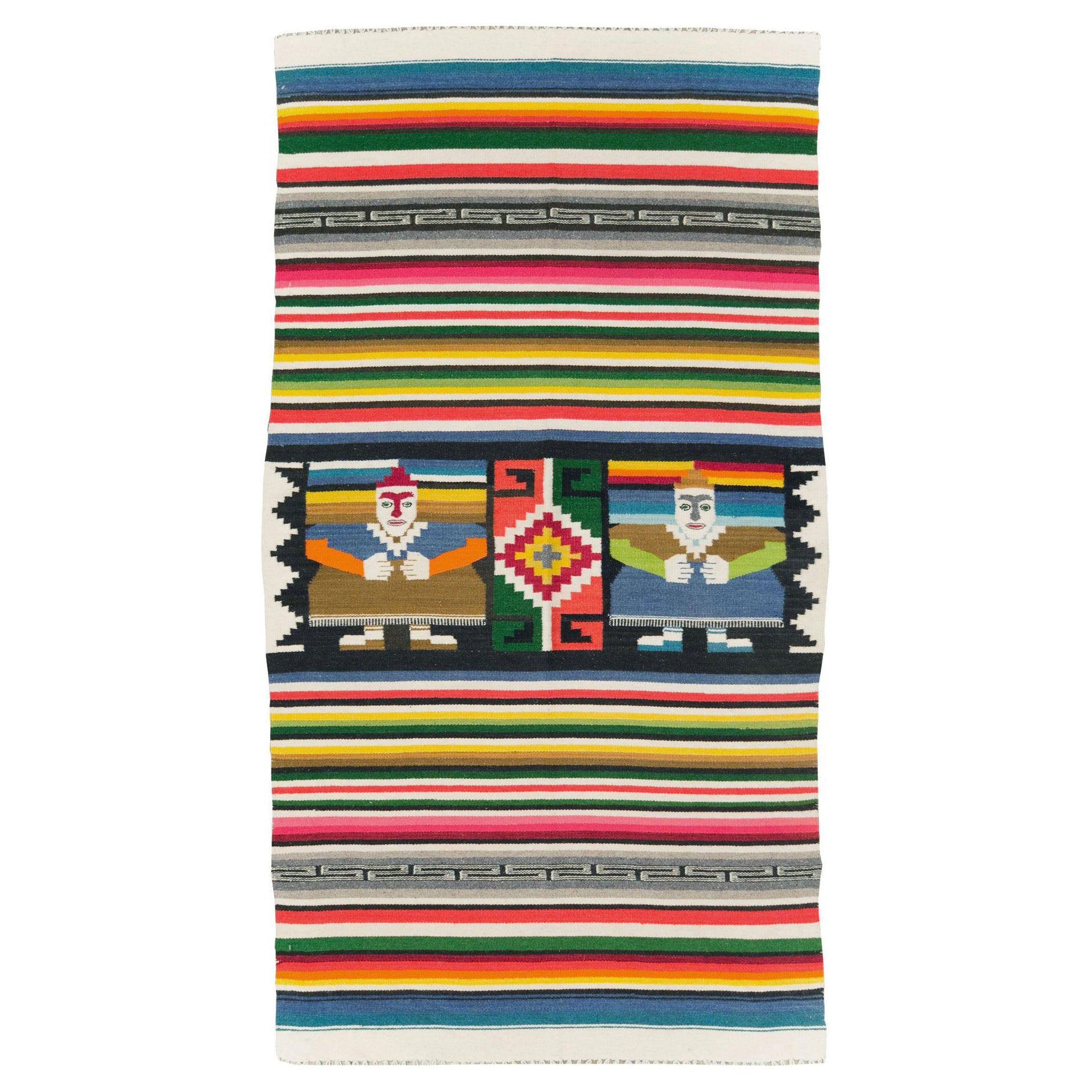 Mid-20th Century Handmade Persian Pictorial Flatweave Kilim Accent Rug
