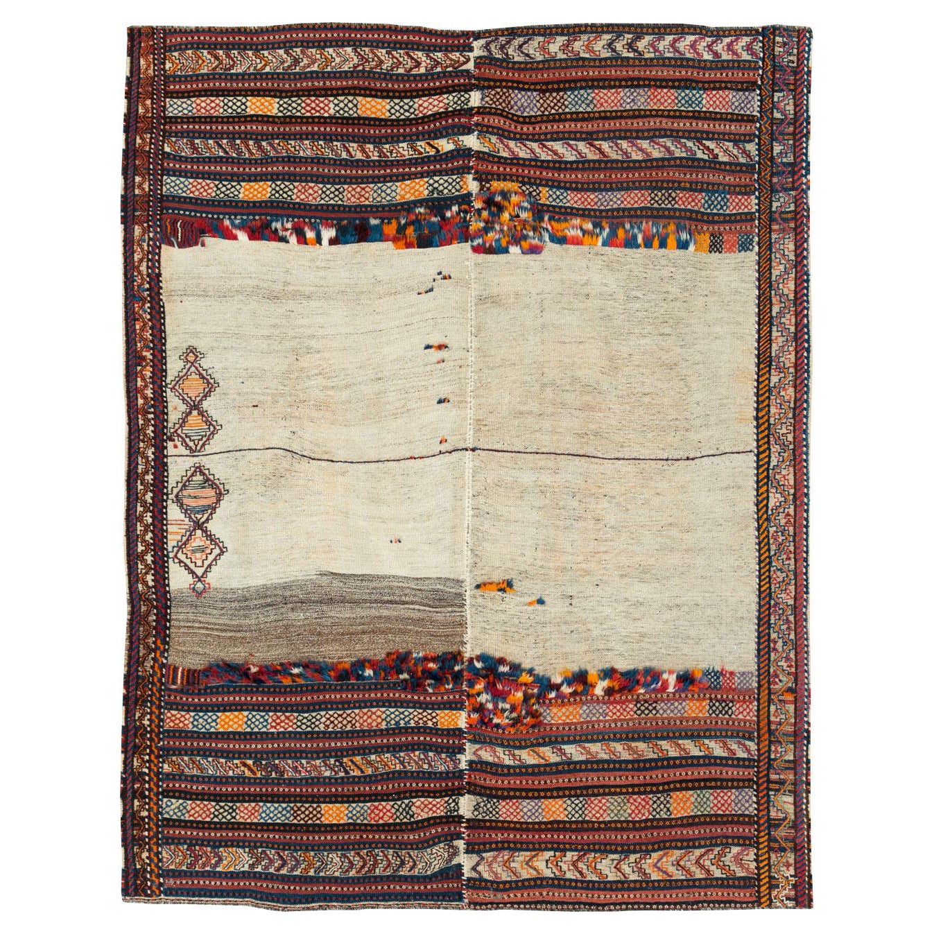 Handgefertigter persischer Flachgewebe-Kelim-Akzentteppich aus der Mitte des 20. Jahrhunderts