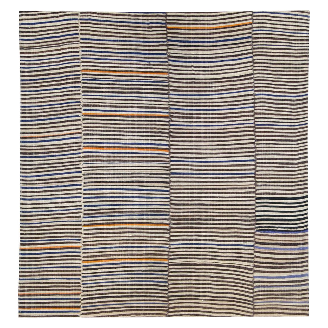 Zebra Print Mid-20th Century Handmade Persian Flatweave Kilim Accent Rug For Sale