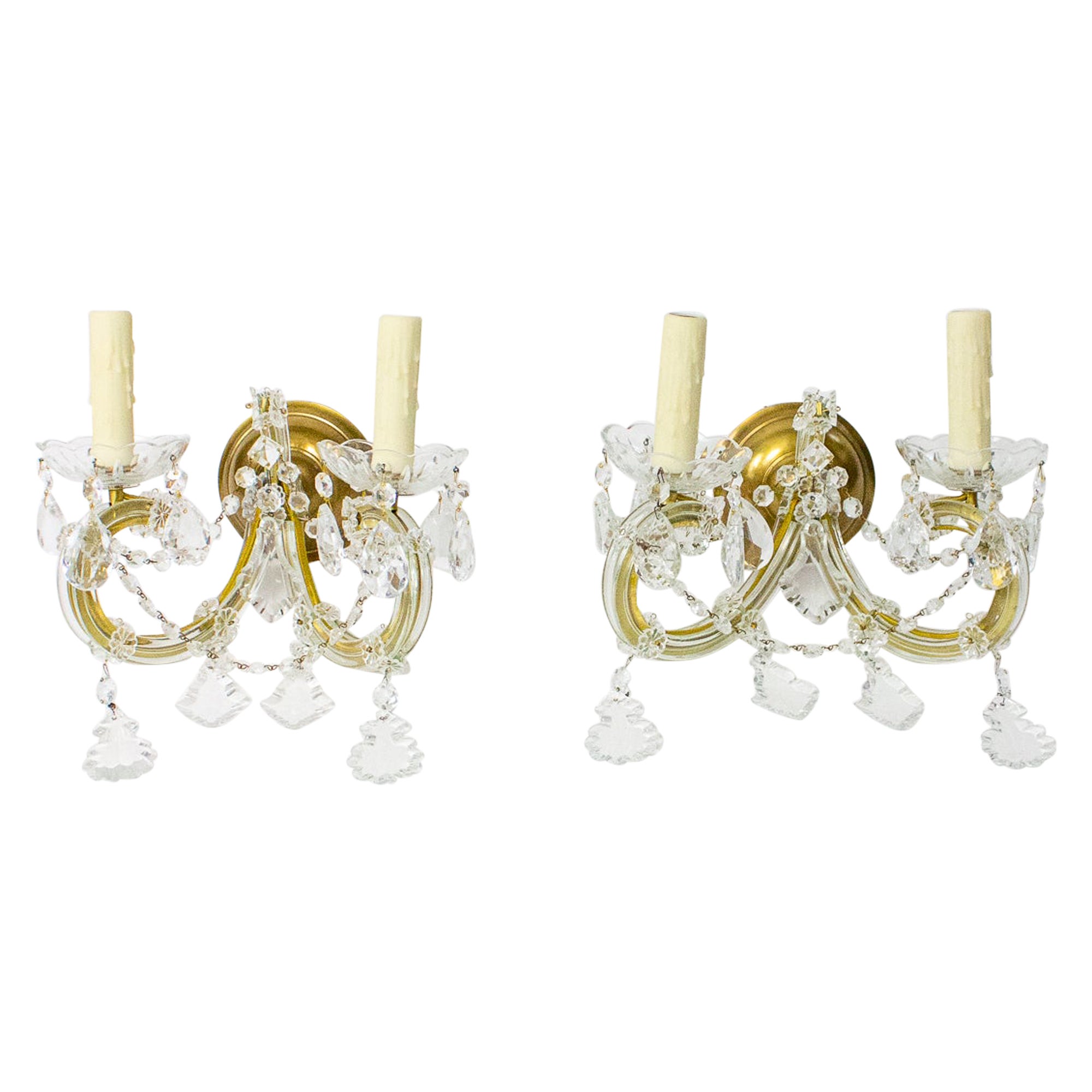 Early 20th Century Maria Theresa Crystal Sconces For Sale