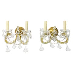 Early 20th Century Maria Theresa Crystal Sconces