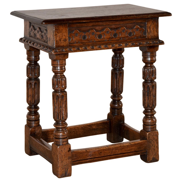 19th Century English Oak Joint Stool For Sale