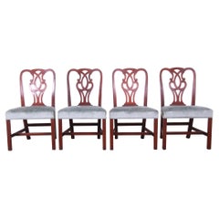 Vintage Baker Furniture Georgian Carved Mahogany Dining Chairs, Set of Four