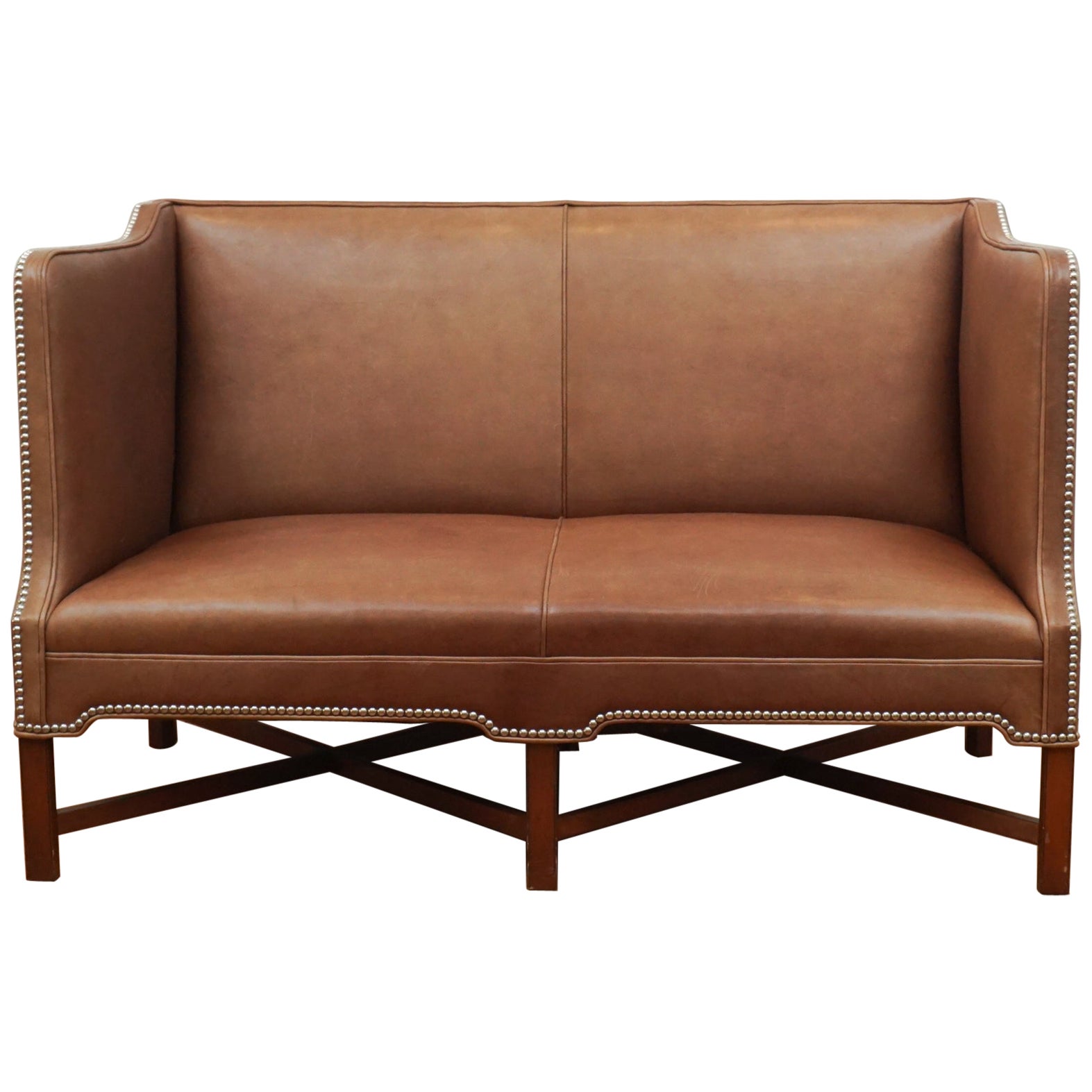 Kaare Klint-Style High Side Leather Sofa
