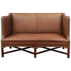 Kaare Klint-Style High Side Leather Sofa