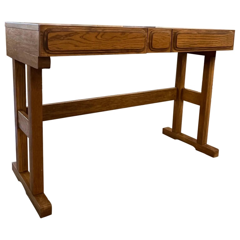 Vintage Danish Modern Oak Desk or Console Entryway Table For Sale at