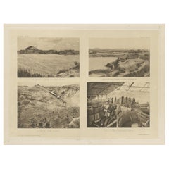 Used Four Rare Heliograph Views of Mining Near Sungei Bessi River in Malaysia, 1907