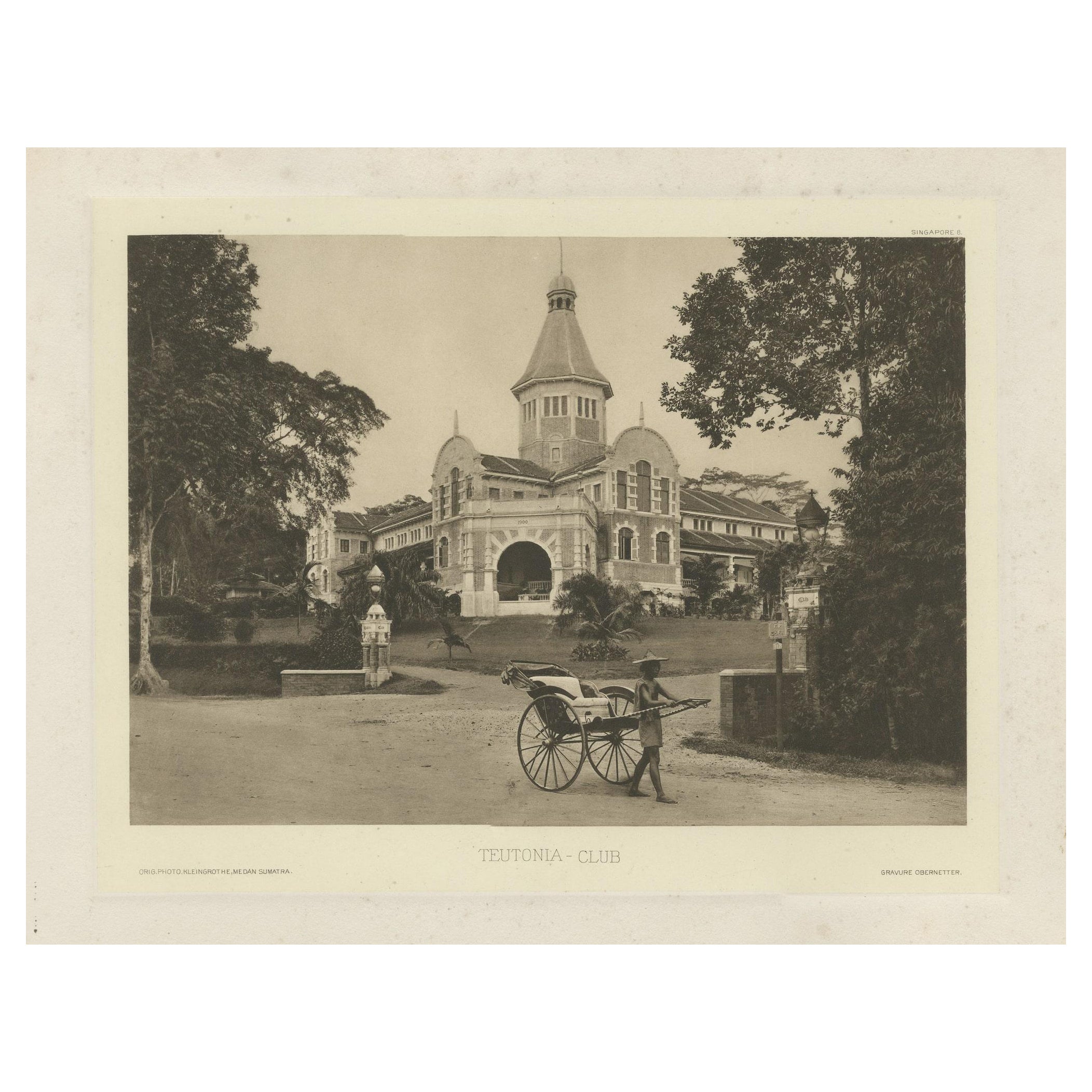 Rare Heliograph of the Teutonia Club in Colonial Singapore, 1907 For Sale