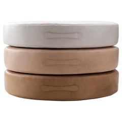 Leather Stacking Drum Floor Cushion 'Set of 3' by Moses Nadel