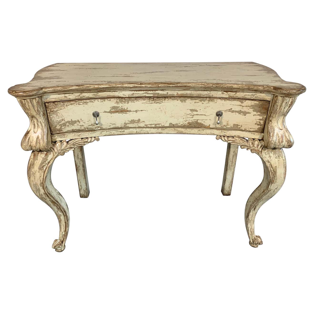 French Country Louis XV Style Distressed Console or Entryway Table at ...