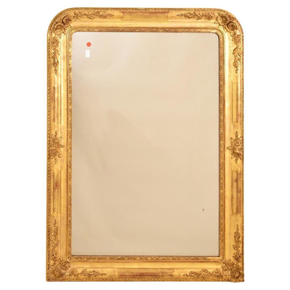 Antique Gilt Mirror, Mercury Mirror, Wall Mirror, Gold Leaf Frame, XIX Century