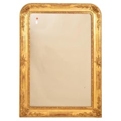 Antique Gilt Mirror, Mercury Mirror, Wall Mirror, Gold Leaf Frame, XIX Century