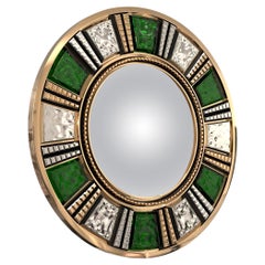 "Messa a Fuoco" Convex Wall Mirror with Bronze and Glass Decoration, Istanbul