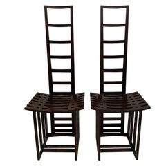 Used Tall Ladderback Architectural Design Chairs, Pair