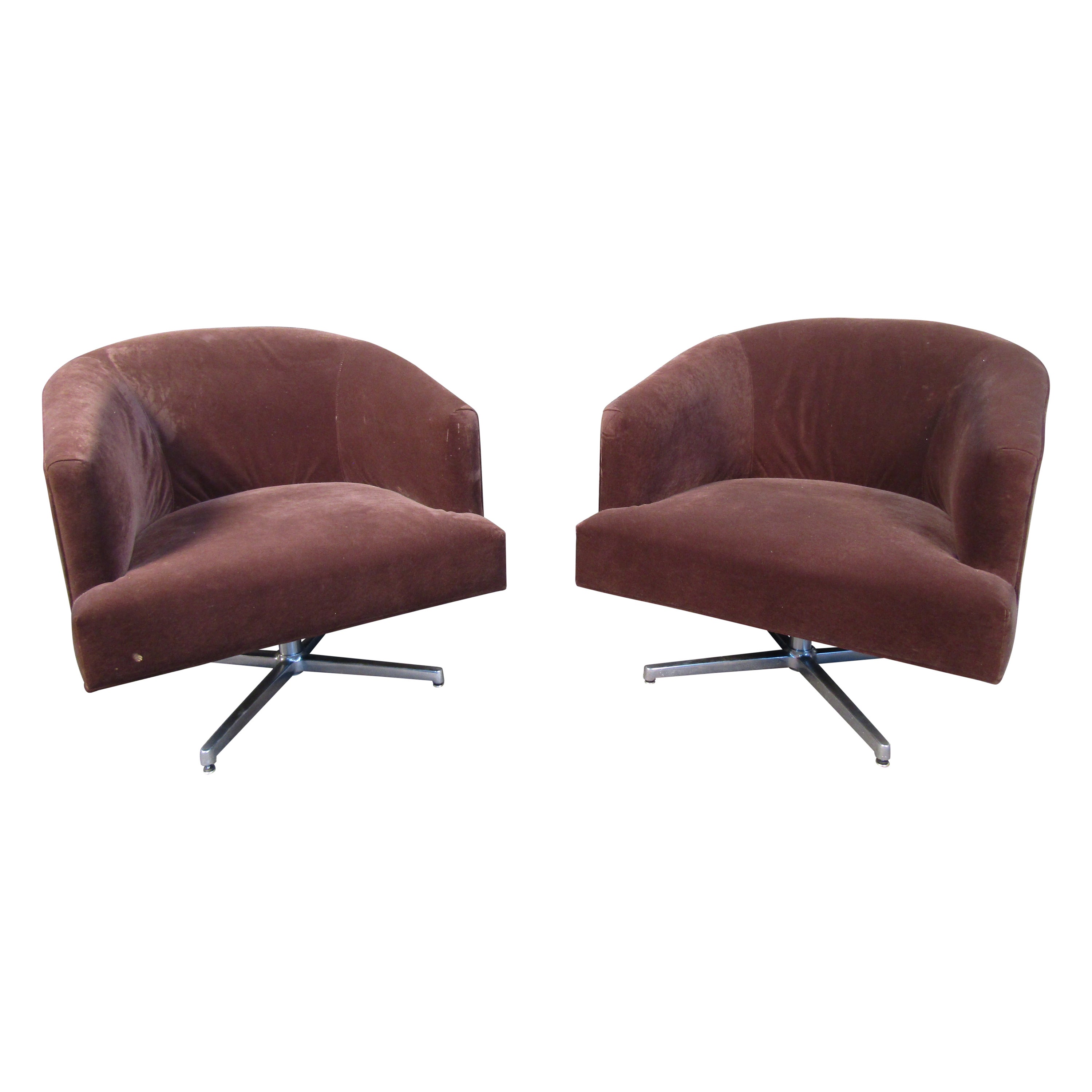Pair of Suede Swivel Chairs