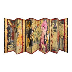 10 Panel Hand-Painted Screen After Otto Dix's Painting Metropolis