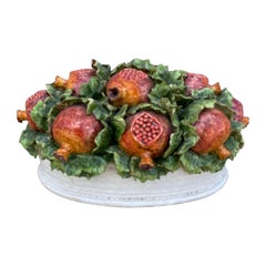 Large Italian Glazed Terra Cotta Pomegranate Centerpiece