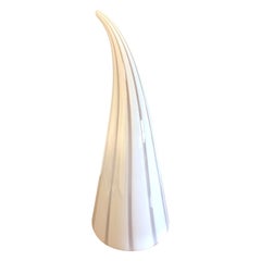 Large Murano White Striped Horn Shape Table Lamp