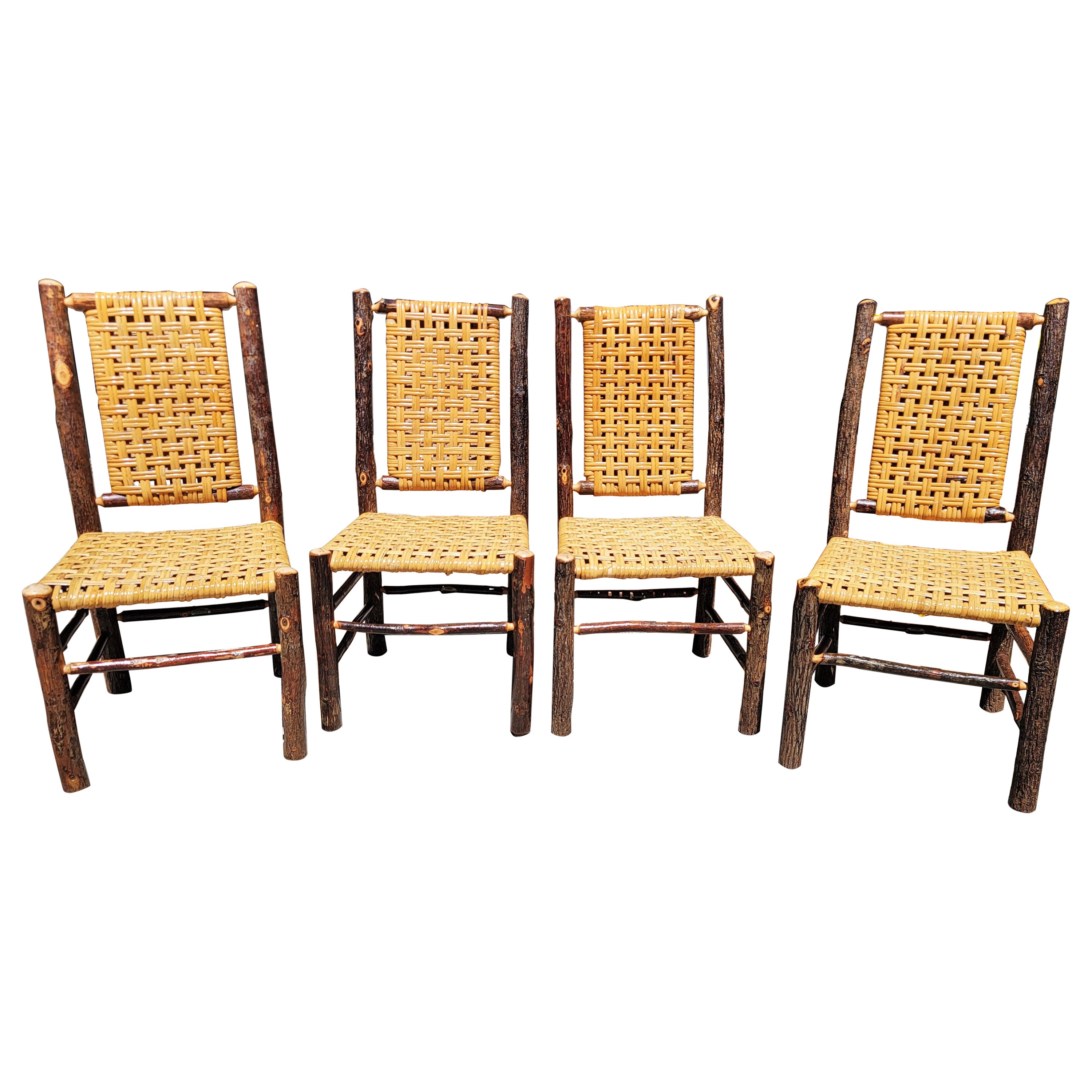 Set of 4 Hign Back Armless Old Hickory Chairs