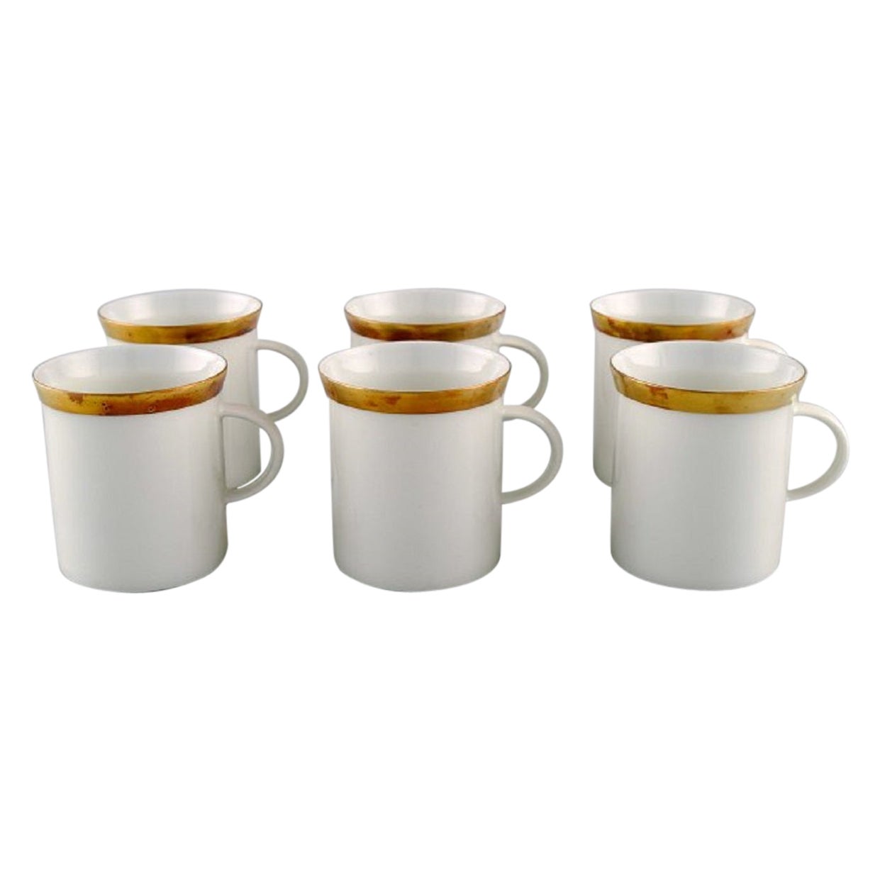 Six Rosenthal Berlin Coffee Cups in Porcelain with Gold Edge, Mid-20th C. For Sale