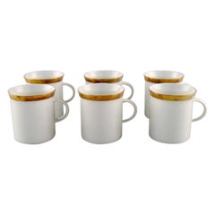 Six Rosenthal Berlin Coffee Cups in Porcelain with Gold Edge, Mid-20th C.