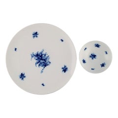 Vintage Bjørn Wiinblad for Rosenthal, Romanze Blue Flower Bowl and Large Dish, 1960s