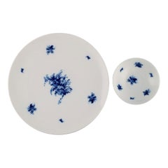 Bjørn Wiinblad para Rosenthal, Cuenco Floral Azul Romanze y Plato Grande, años 60