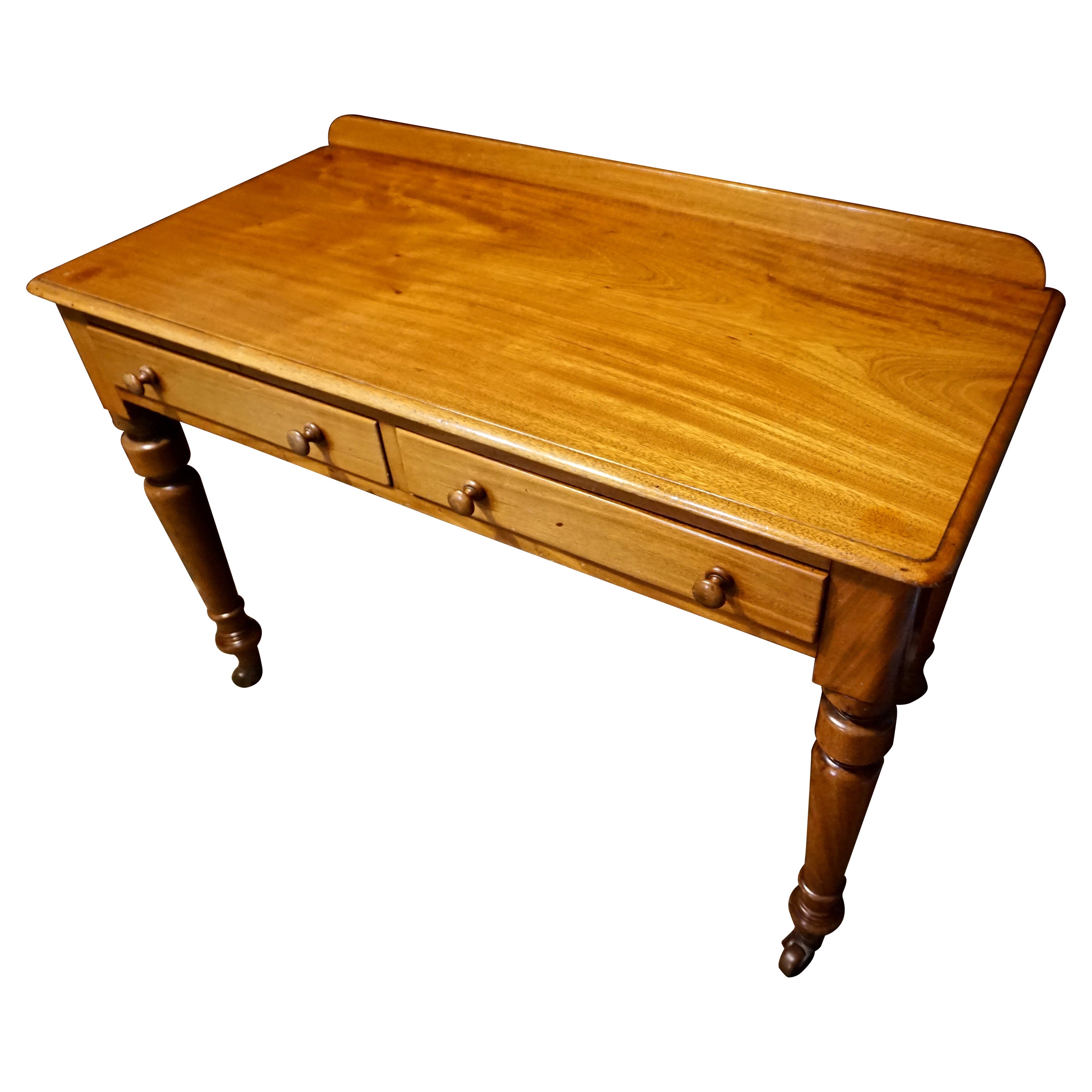 Colonial Mahogany Handmade Writing Table Cum Console On Porcelain Castors