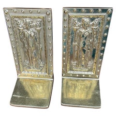 1980s Solid Brass Latin Bookends by Virginia Metalcrafters Inc., A Pair