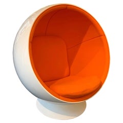 Ball Chair by Eero Aarnio, Orange and White, Adelta, Finland circa 1980/90s
