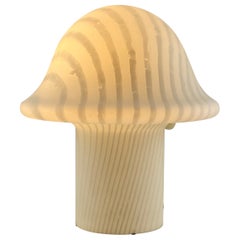 One of two Large White Glass Peill and Putzler Mushroom Table Lamp XL 1970