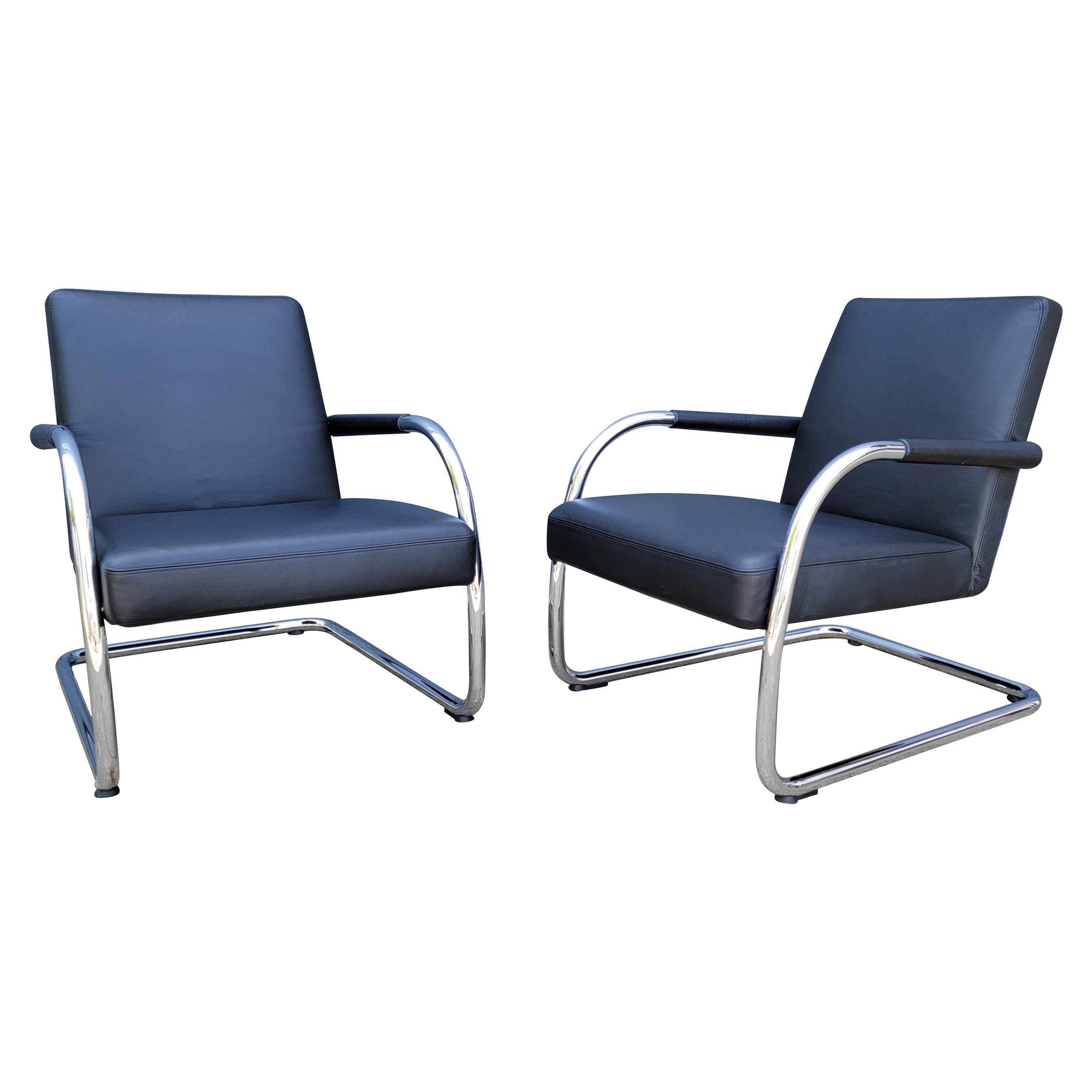 Antonio Citterio for Vitra Leather & Chrome Lounge Chairs