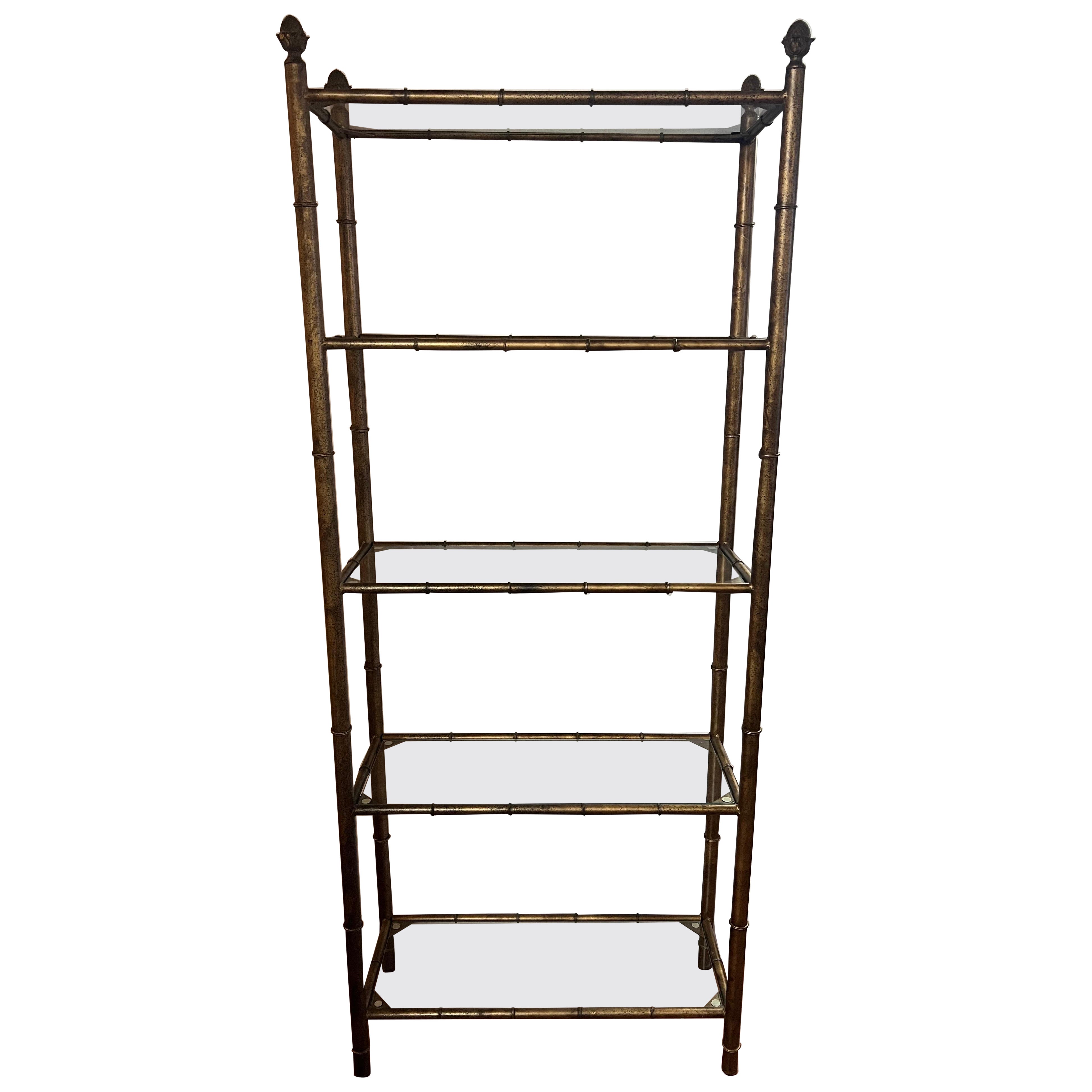 Faux Bamboo Etagere with Acorn Finials